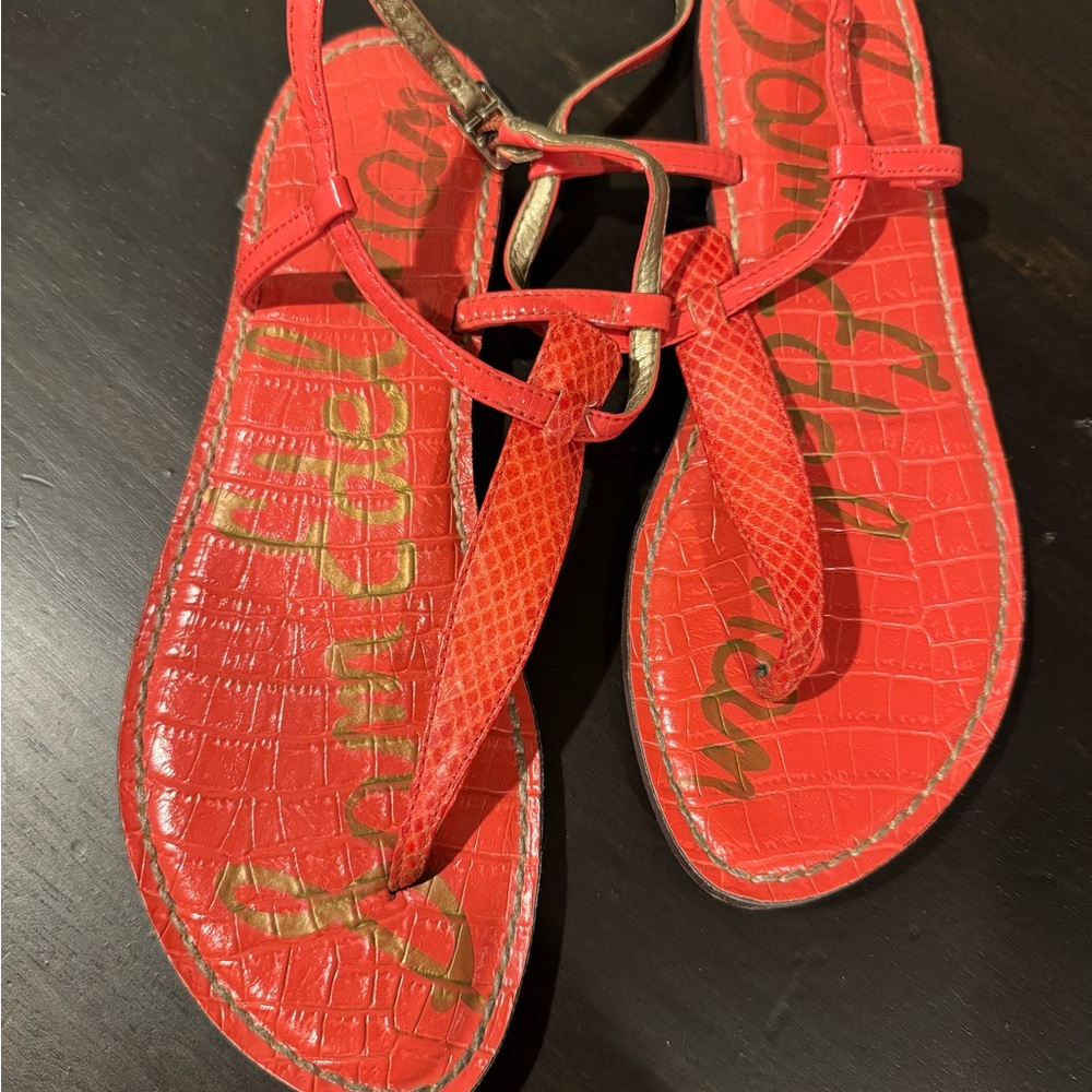 Sam Edelman Red Sandals with Woven Design